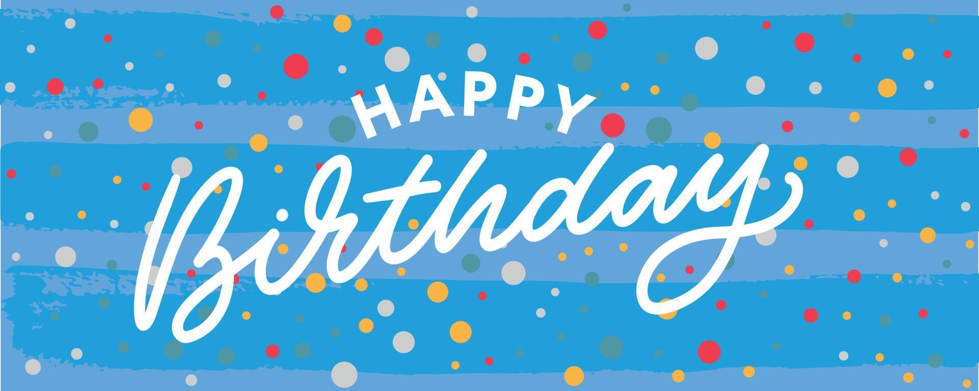 Happy Birthday lettering text banner, black color. Vector illustration.