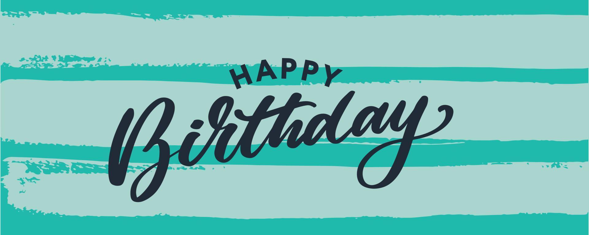 Happy Birthday lettering text banner, black color. Vector illustration.