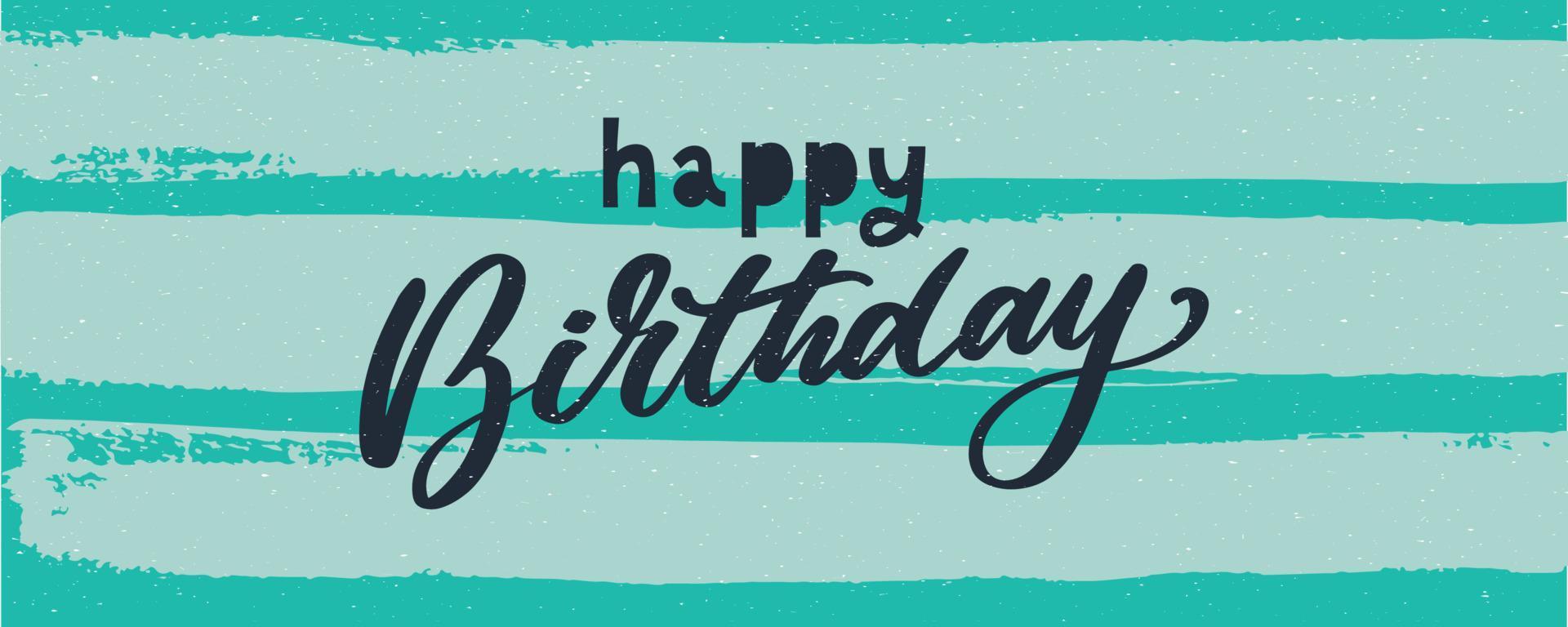 Happy Birthday lettering text banner, black color. Vector illustration.