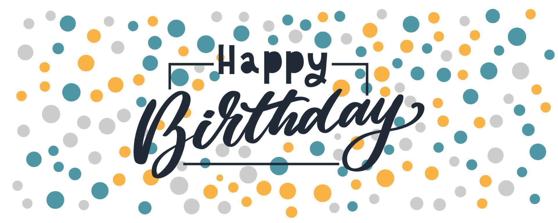 Happy Birthday lettering text banner, black color. Vector illustration.