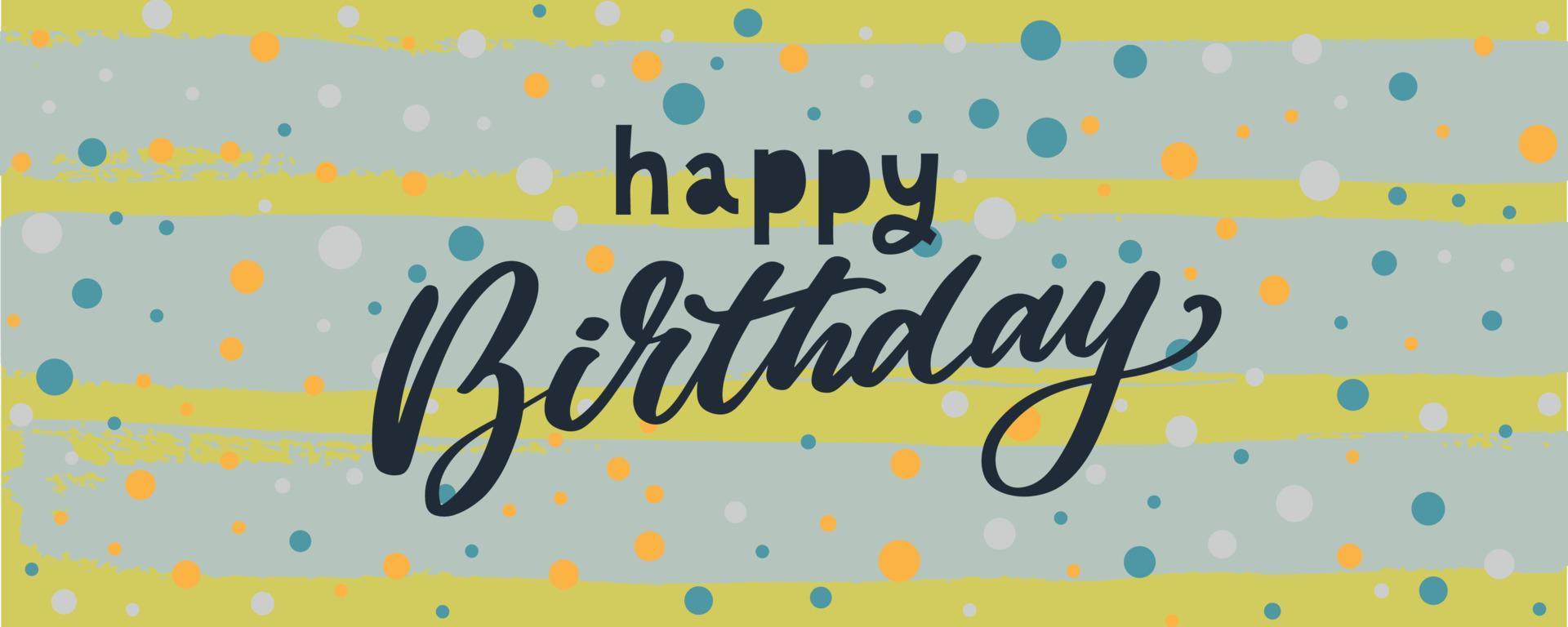 Happy Birthday lettering text banner, black color. Vector illustration.