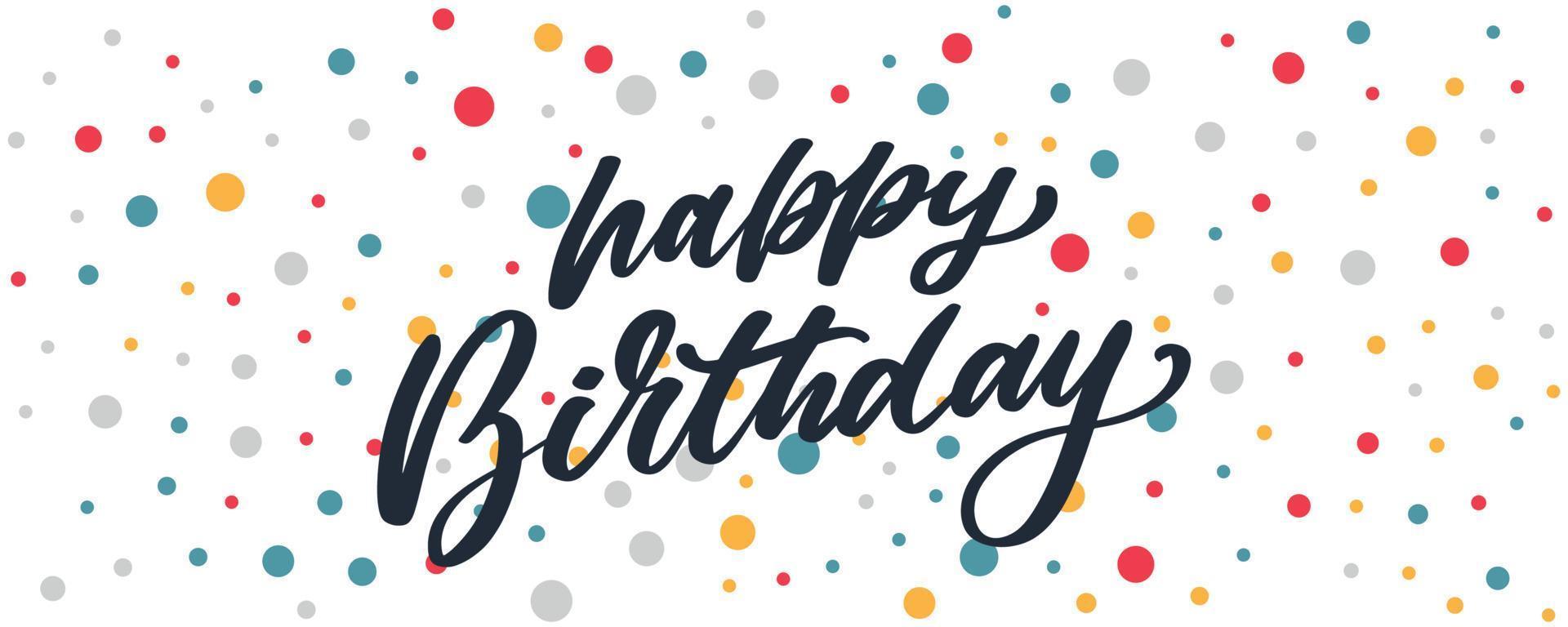 Happy Birthday lettering text banner, black color. Vector illustration.