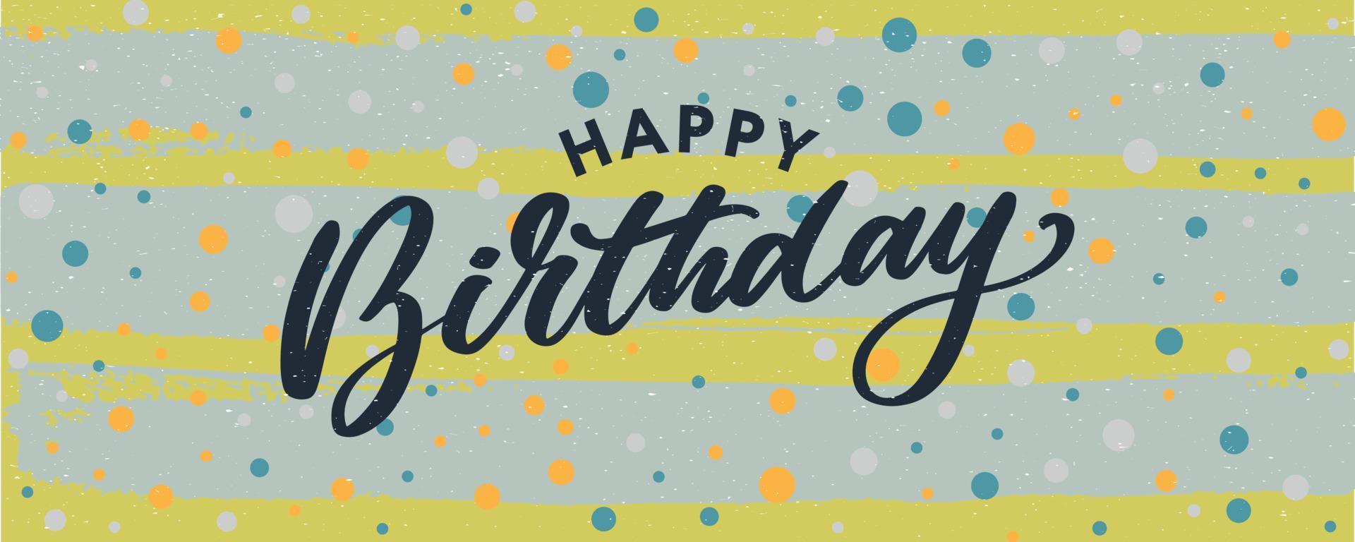 Happy Birthday lettering text banner, black color. Vector illustration.