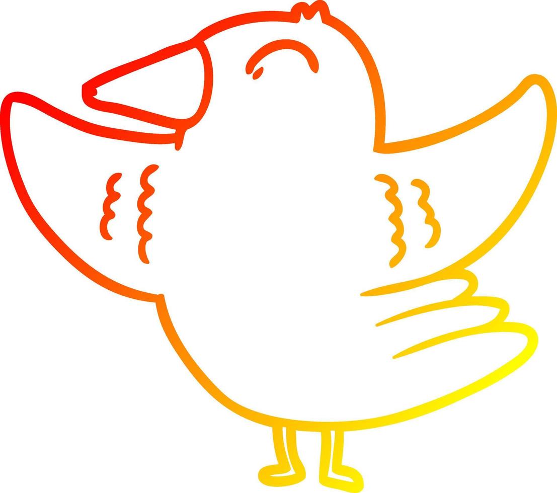 warm gradient line drawing cartoon bird spreading wings vector