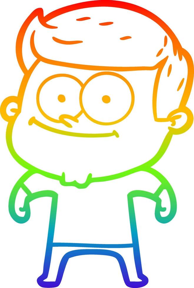 rainbow gradient line drawing cartoon happy man vector