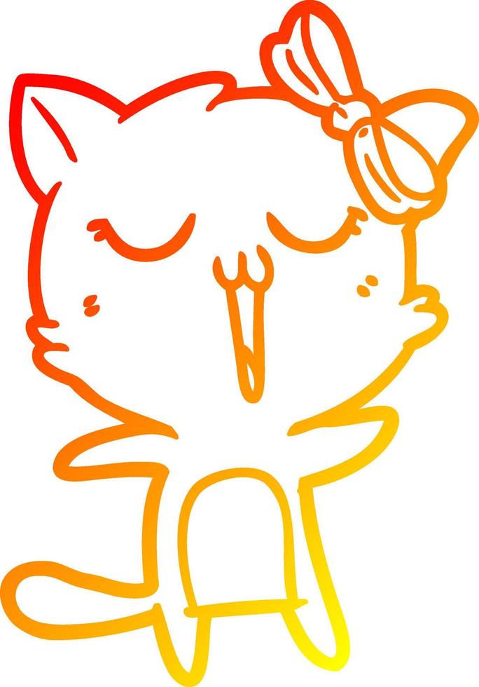 gato de dibujos animados de dibujo de línea de gradiente cálido vector