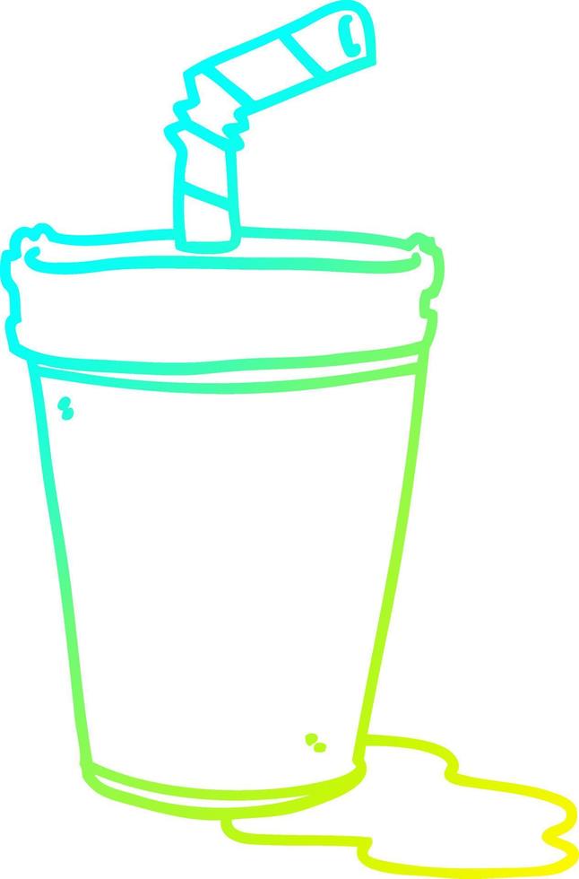 cold gradient line drawing cartoon soda cup vector