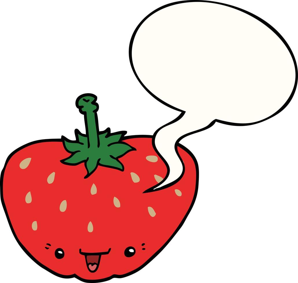 cartoon strawberry and speech bubble vector