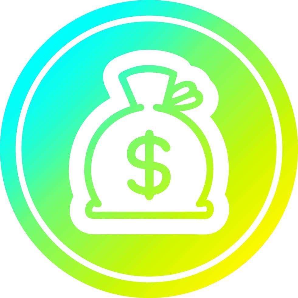 sack of money circular in cold gradient spectrum vector