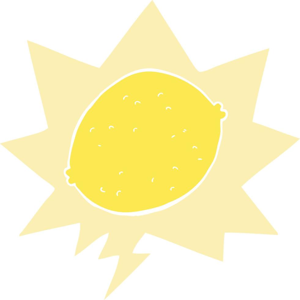 cartoon lemon and speech bubble in retro style vector