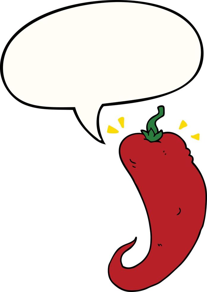 cartoon chili pepper and speech bubble vector