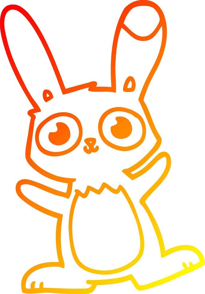 warm gradient line drawing cute cartoon rabbit vector