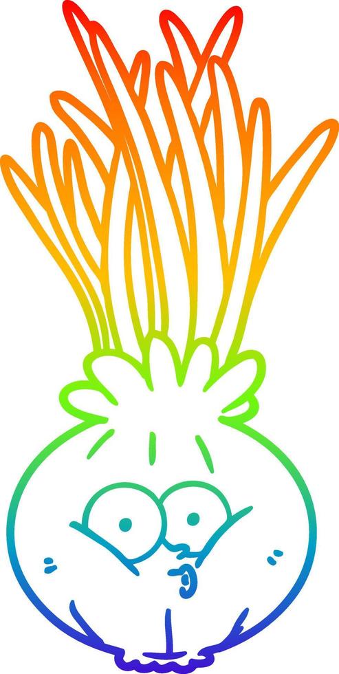 rainbow gradient line drawing cartoon onion vector