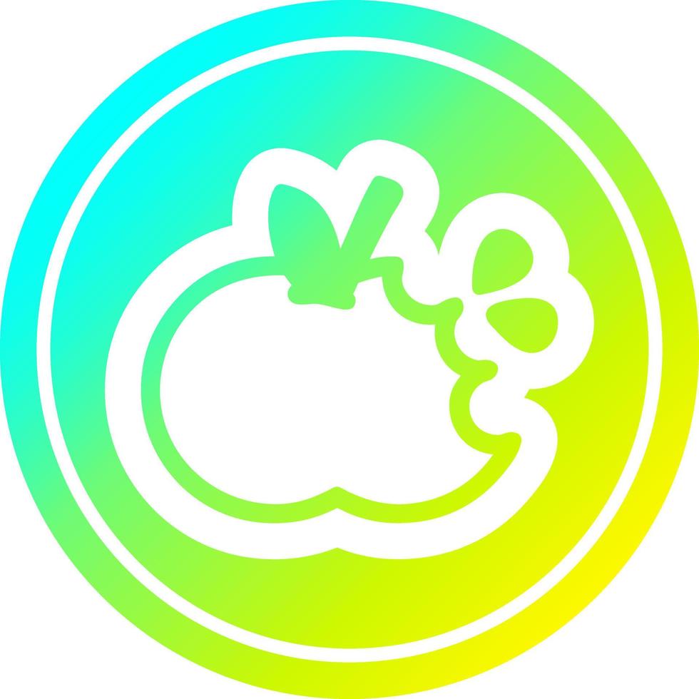 bitten apple circular in cold gradient spectrum vector