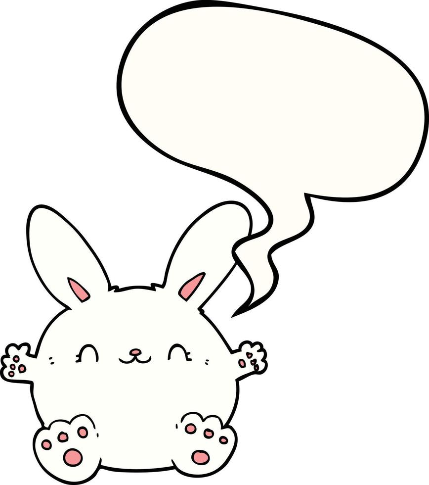lindo conejo de dibujos animados y bocadillo de diálogo vector