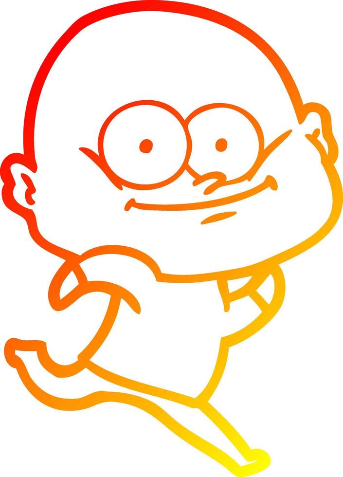 warm gradient line drawing cartoon bald man staring vector