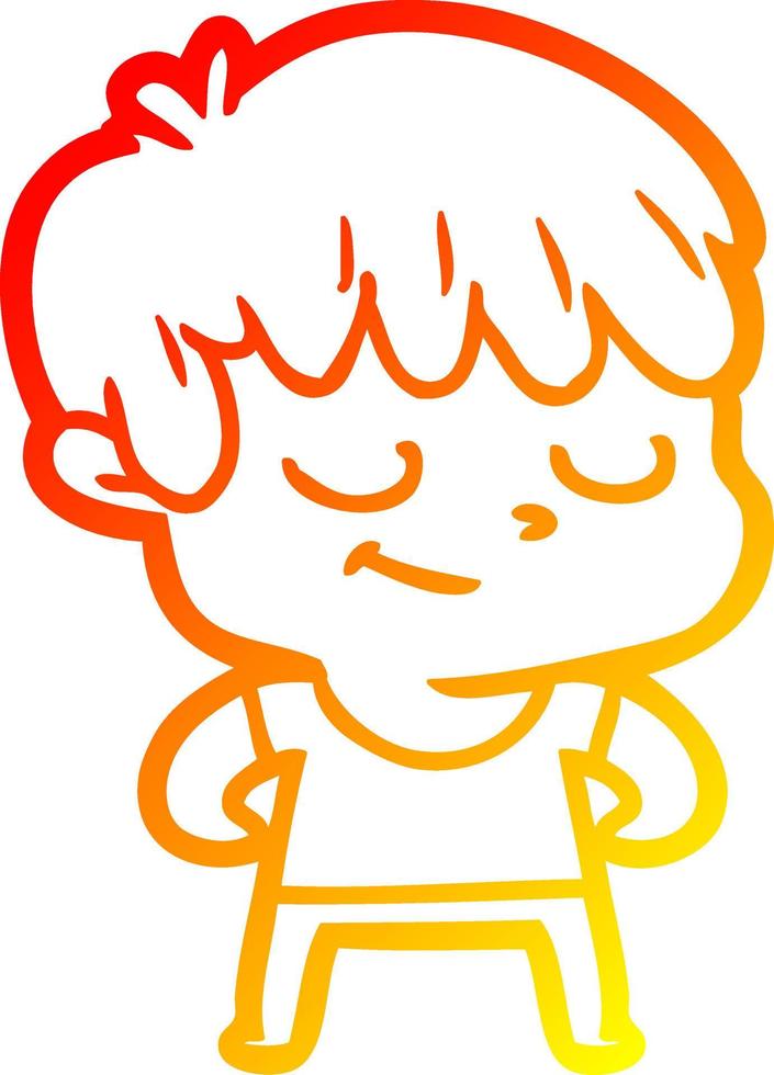 warm gradient line drawing cartoon happy boy vector
