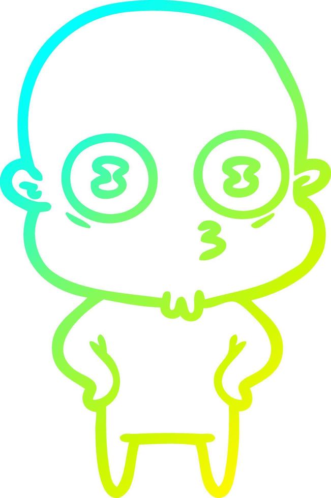 cold gradient line drawing cartoon weird bald spaceman vector