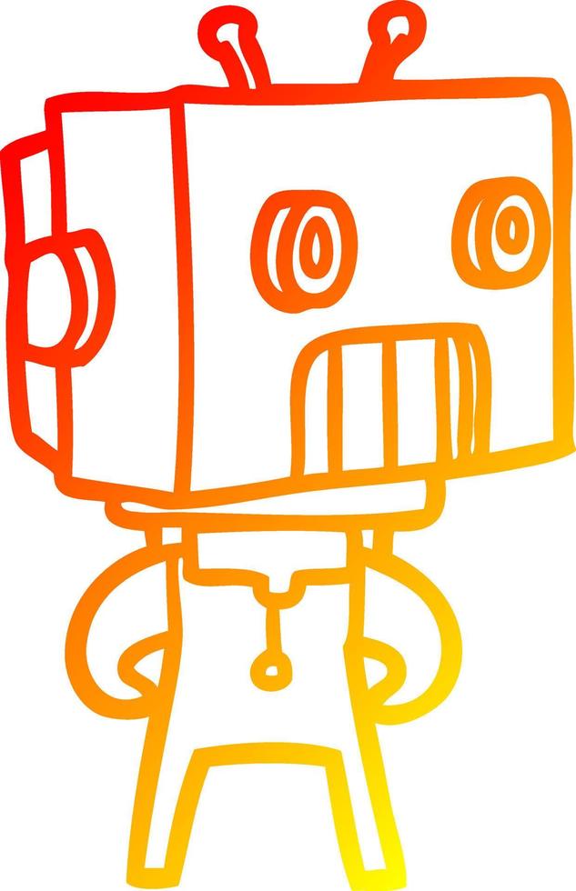 warm gradient line drawing cartoon robot vector