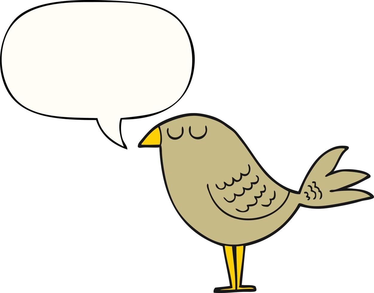 pájaro de dibujos animados y burbuja del habla vector