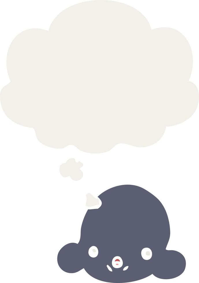 cartoon cloud and thought bubble in retro style vector