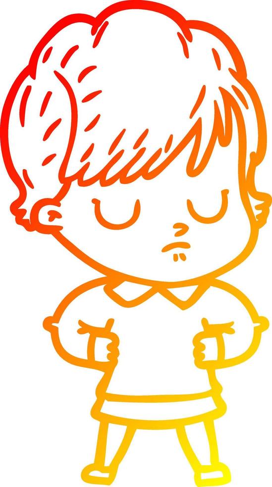 warm gradient line drawing cartoon woman vector