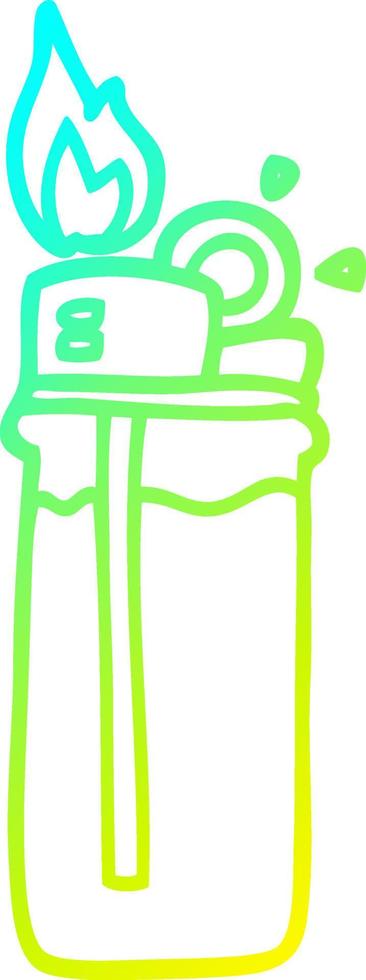 cold gradient line drawing cartoon disposable lighter vector