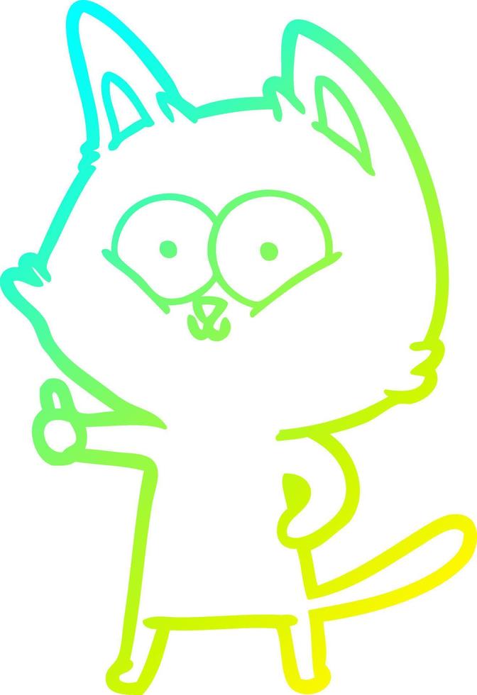 cold gradient line drawing cartoon cat giving thumbs up vector