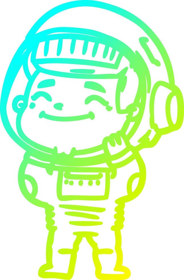 cold gradient line drawing happy cartoon astronaut vector