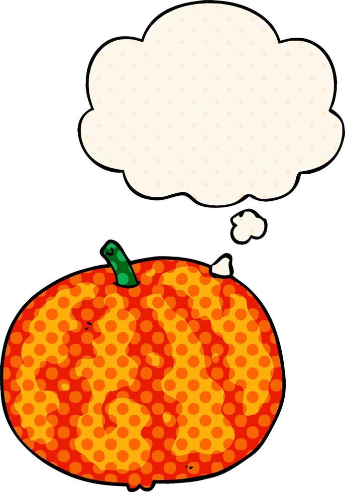 cartoon melon and thought bubble in comic book style vector