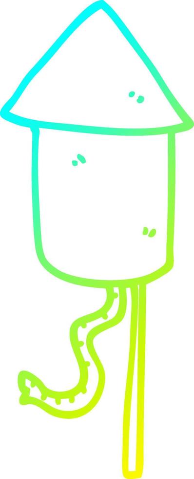 cold gradient line drawing cartoon rocket vector
