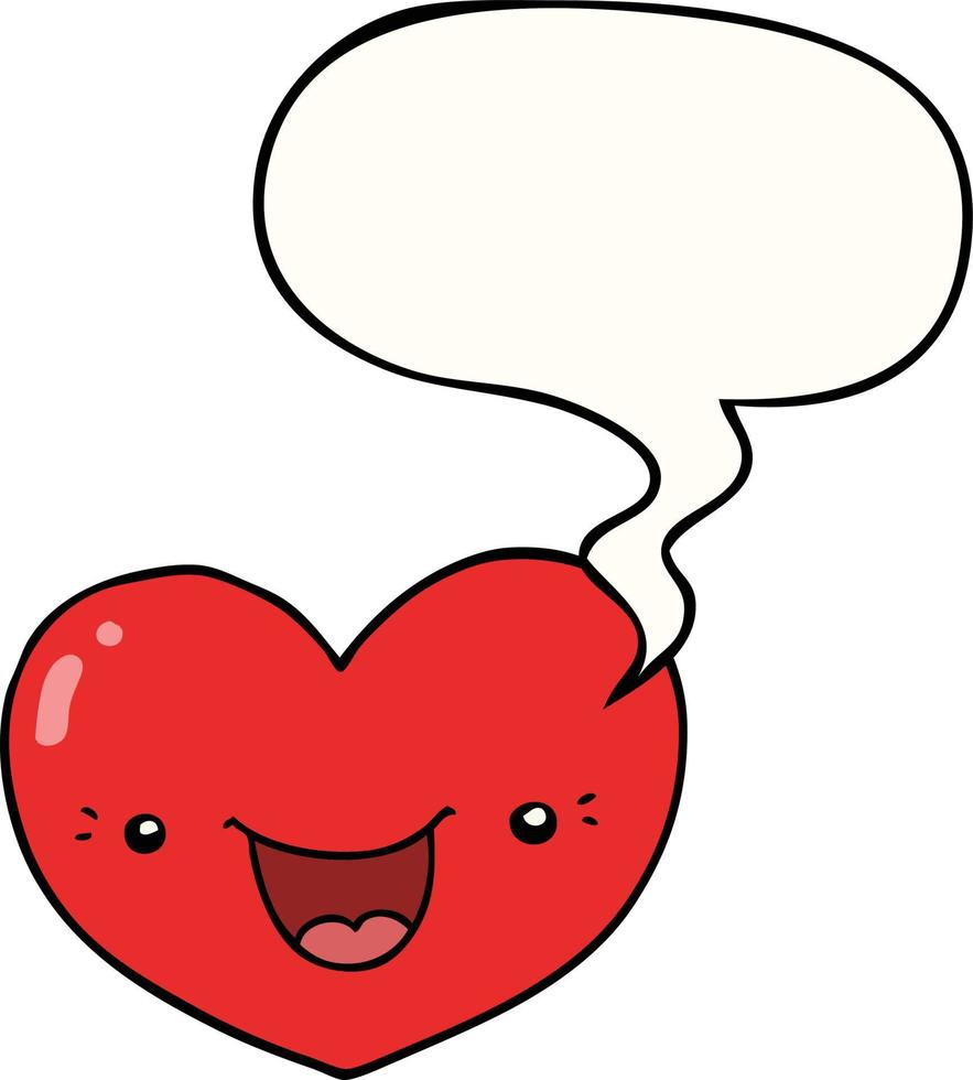 cartoon love heart character and speech bubble vector
