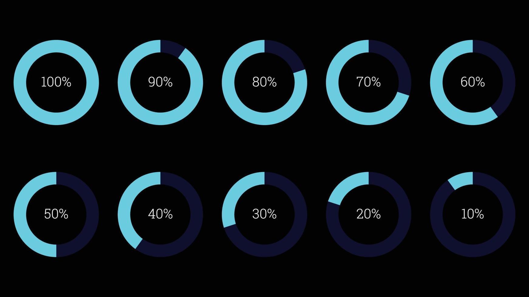 percentage infographics elements set in shape of flat bright ring vector