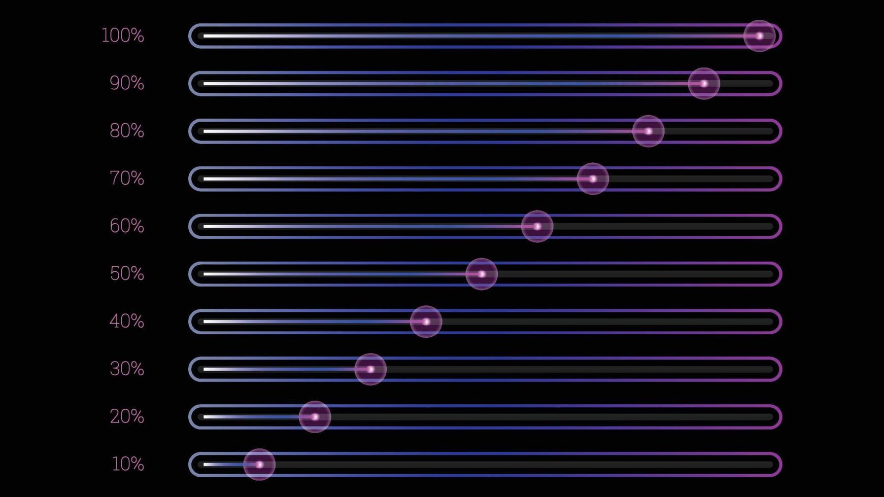 Modern percentage infographics object set in shape of simple gradient line vector
