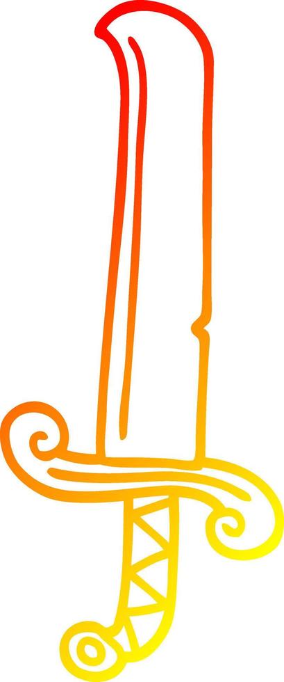 warm gradient line drawing cartoon long sword vector