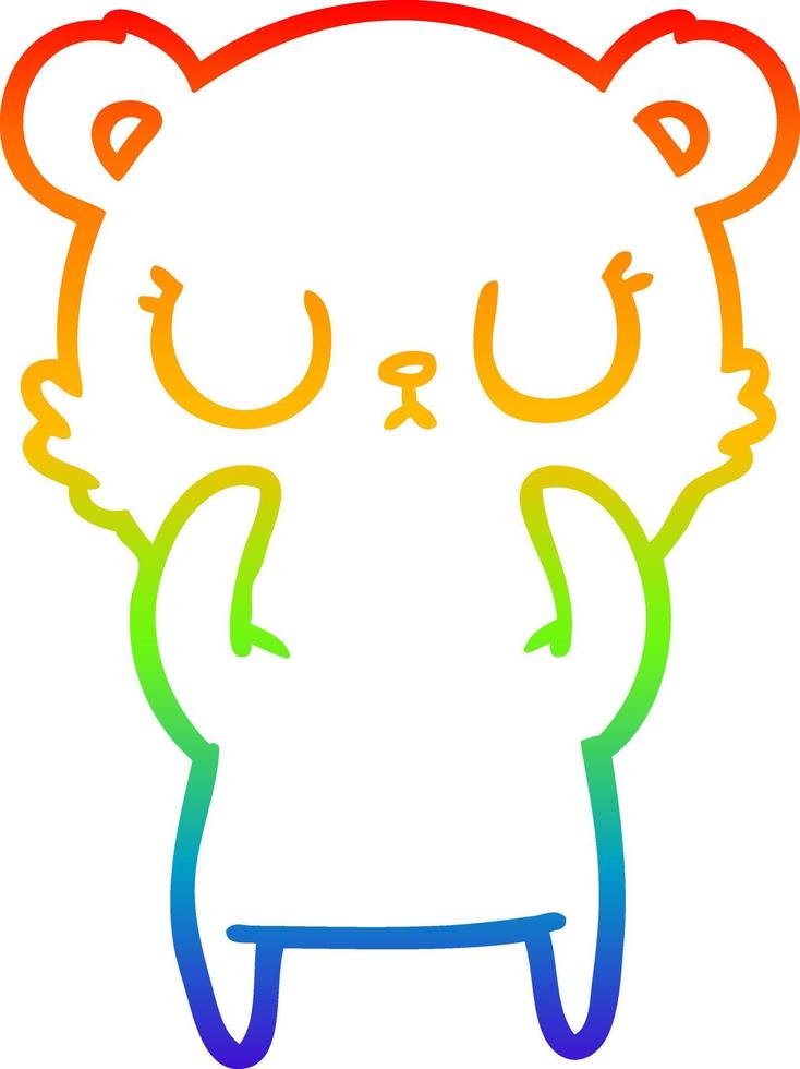 dibujo de línea de gradiente de arco iris oso de dibujos animados pacífico vector