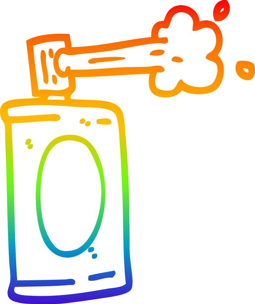 rainbow gradient line drawing cartoon spray can vector