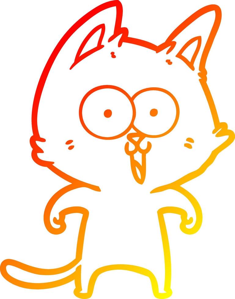 dibujo de línea de gradiente cálido gato de dibujos animados divertido vector