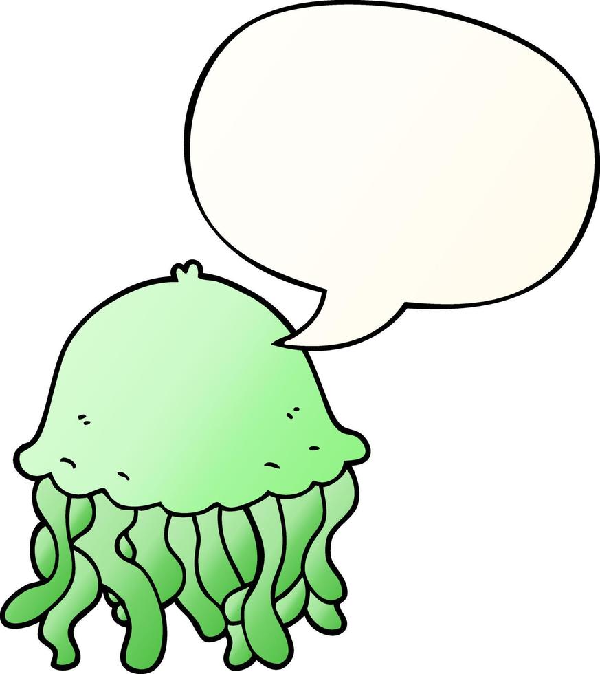 cartoon jellyfish and speech bubble in smooth gradient style vector