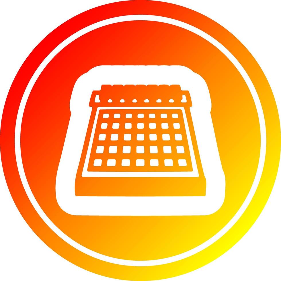 monthly calendar circular in hot gradient spectrum vector