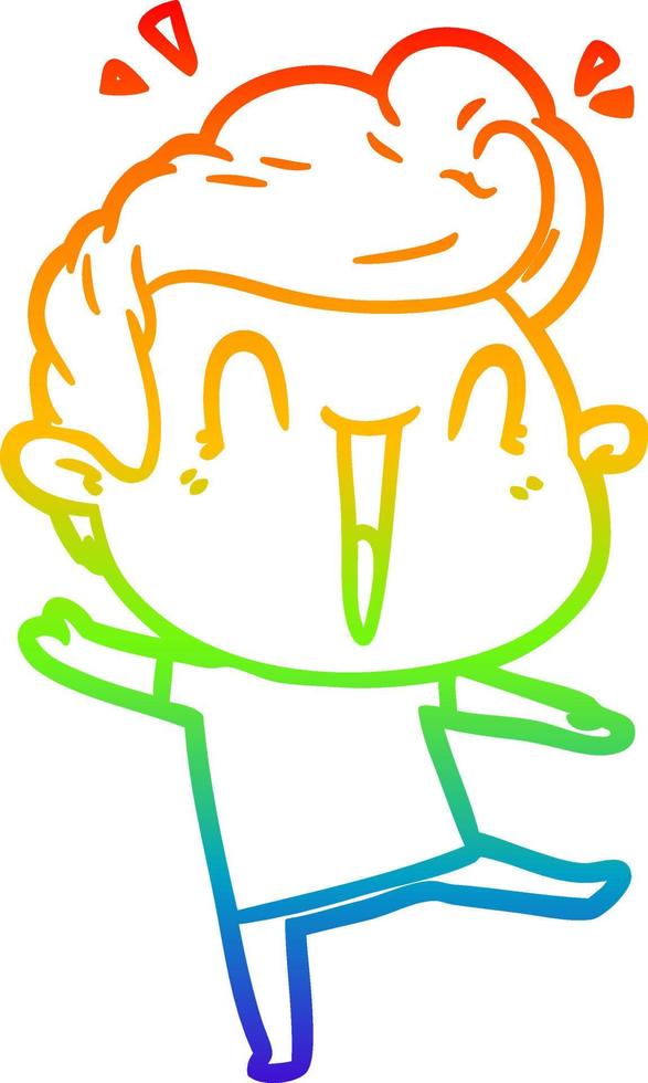 rainbow gradient line drawing cartoon excited man vector