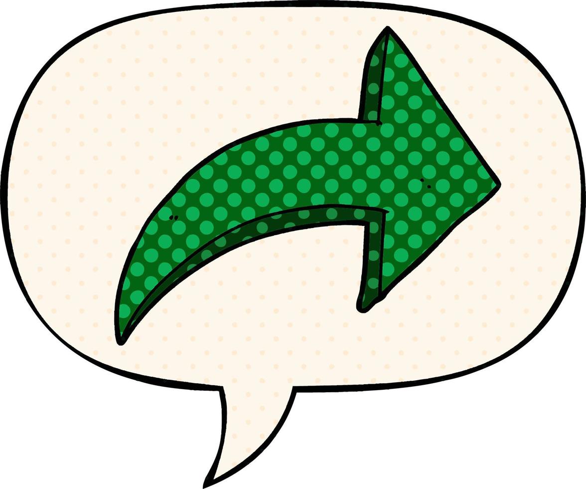 cartoon pointing arrow and speech bubble in comic book style vector