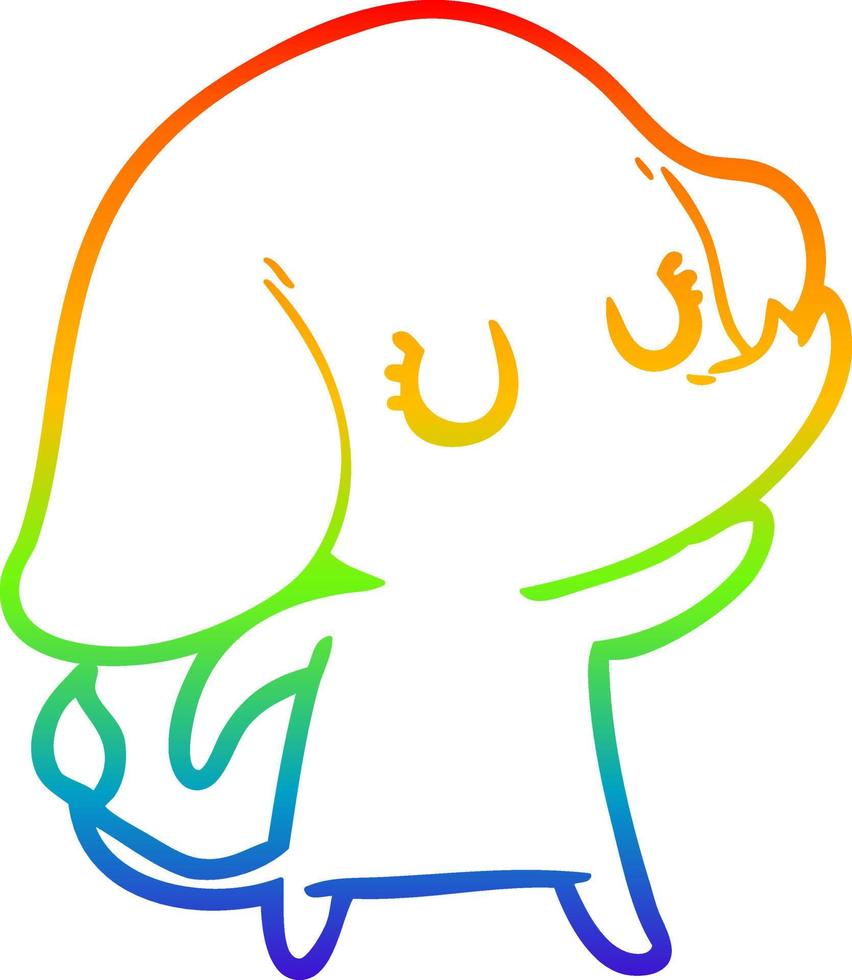 rainbow gradient line drawing cute cartoon elephant vector