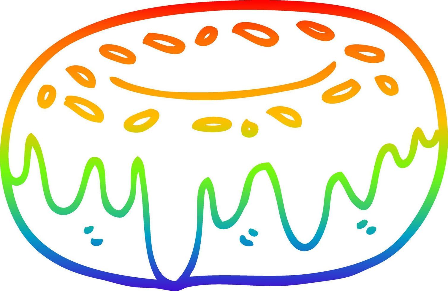 donut de dibujos animados de dibujo de línea de degradado de arco iris con chispas vector