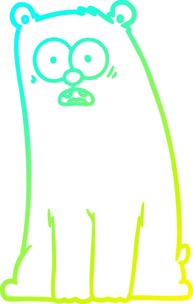 cold gradient line drawing cartoon surprised bear vector