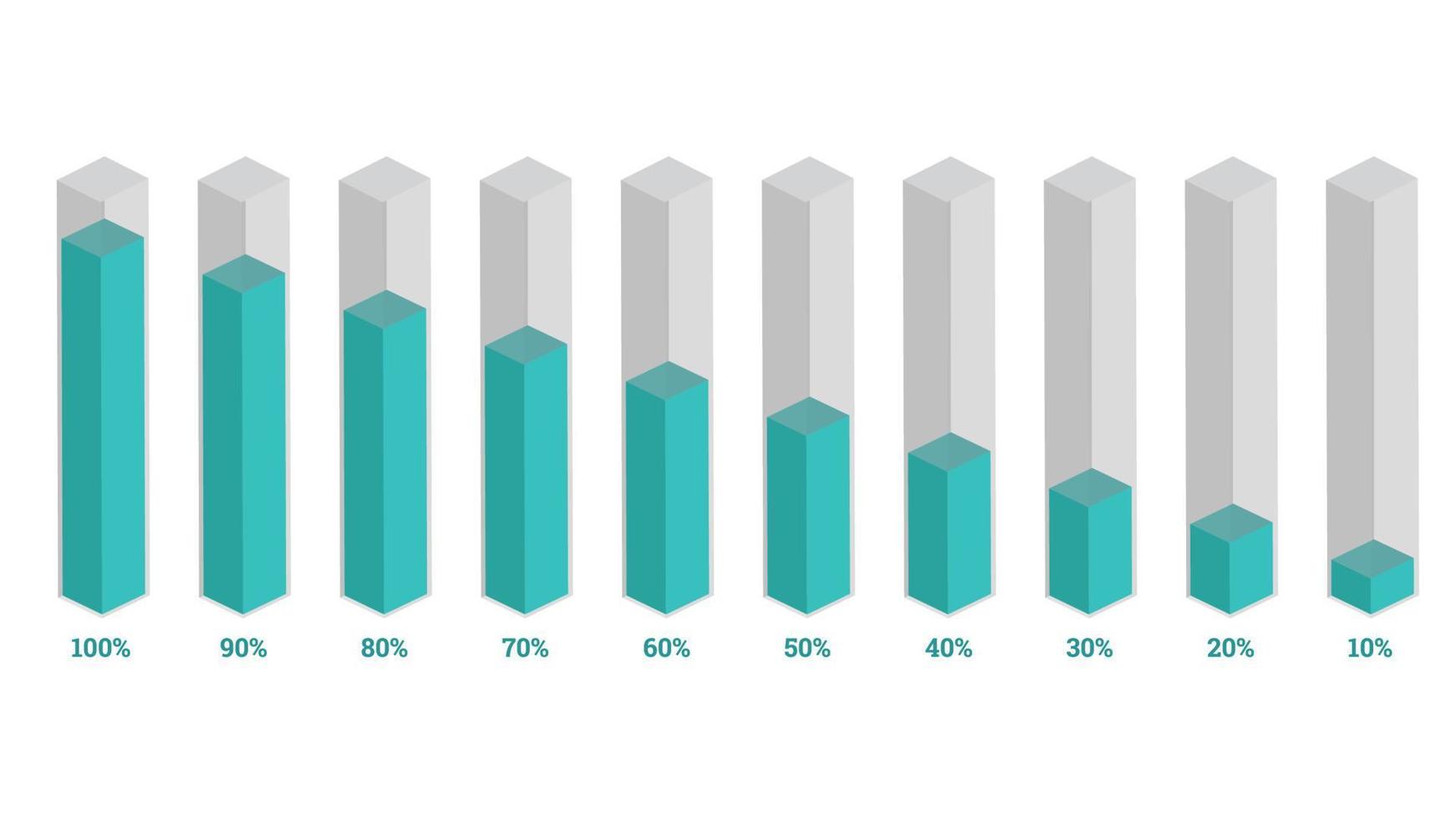 percentage infographics vector illustration in shape of isometric bars