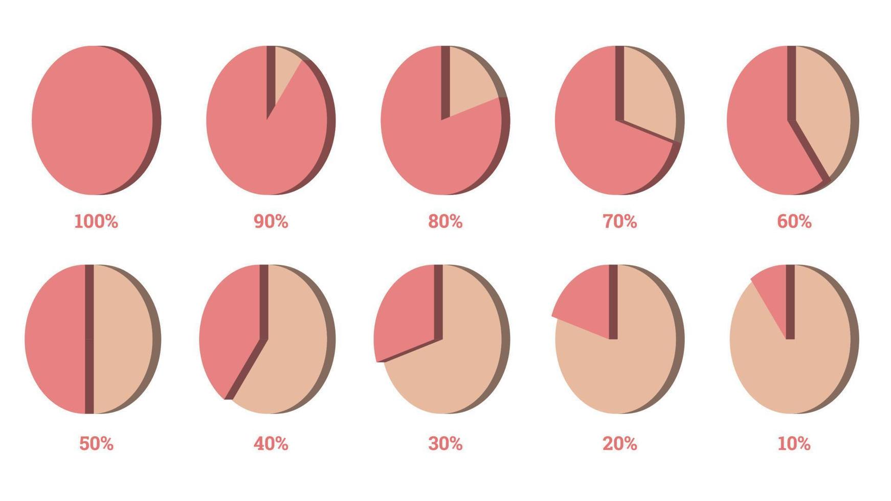 conjunto de ilustración de vector infográfico de porcentaje de gráfico circular.