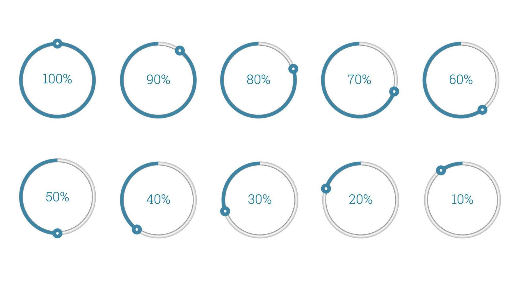 percentage infographics elements set in shape of thin line with small circle vector