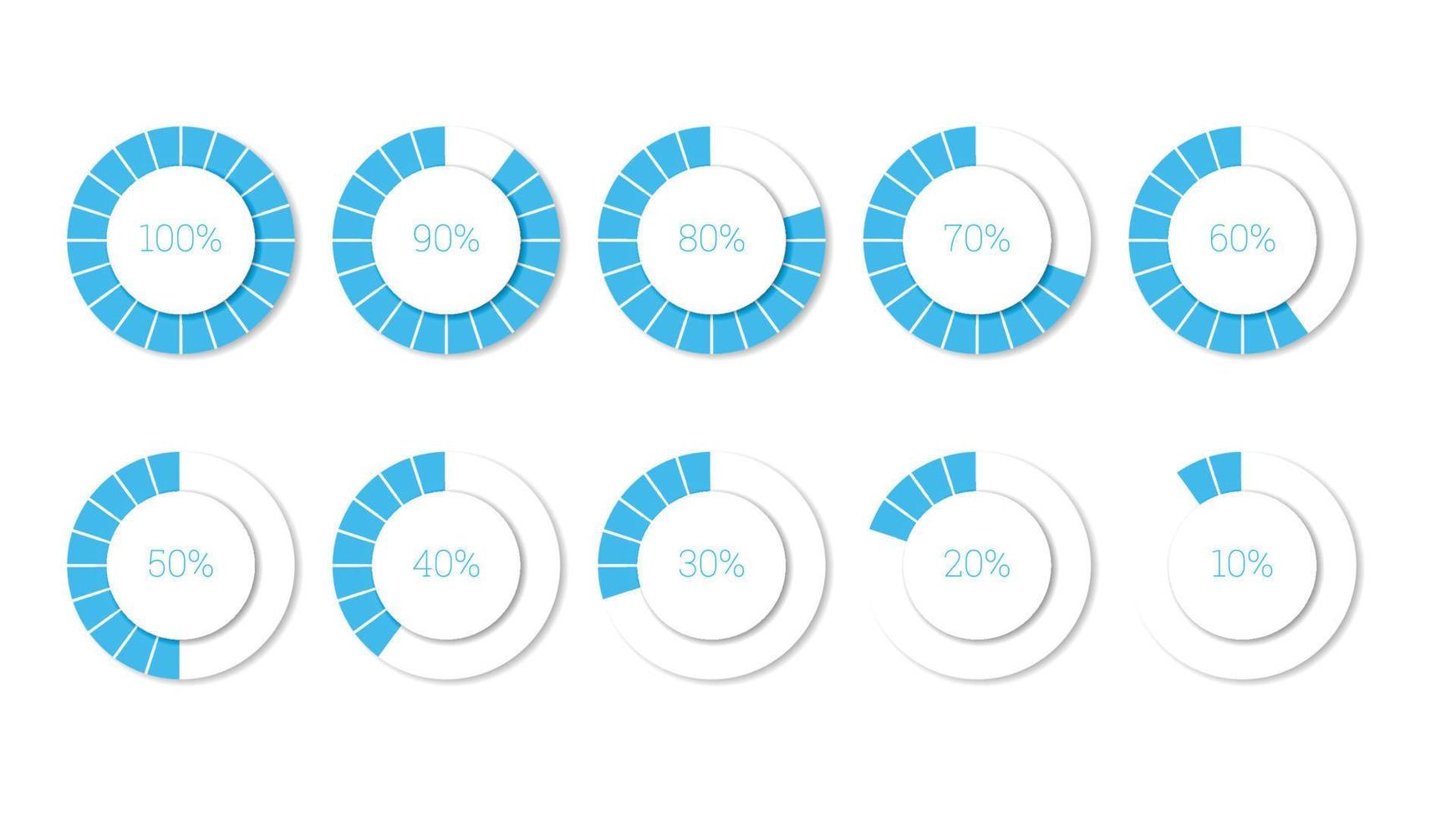 elementos infográficos porcentuales establecidos en forma de anillo azul recortado vector