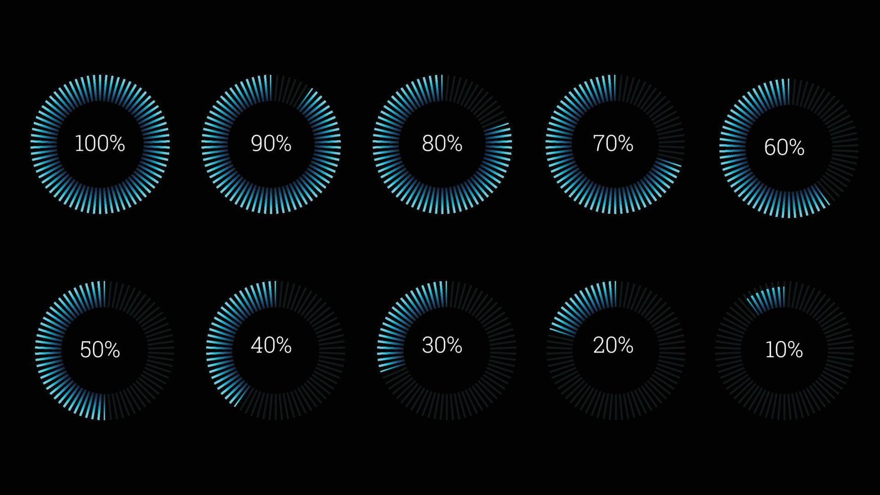 percentage infographics elements set in shape of  flat gradient stroke ring vector